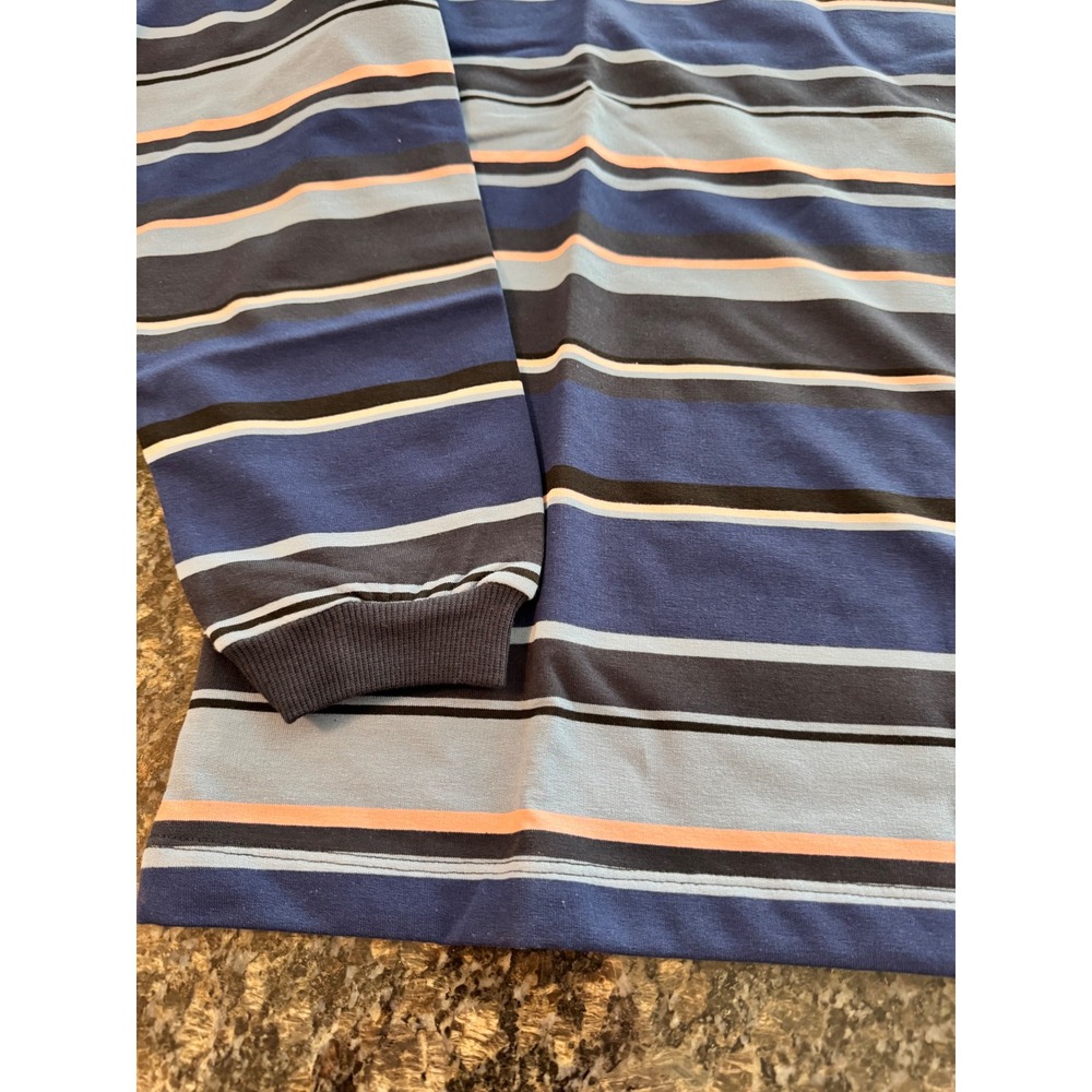 Beams Multi Border Crew Neck Shirt Navy Striped Long Sleeve Tee - Picture 4 of 8